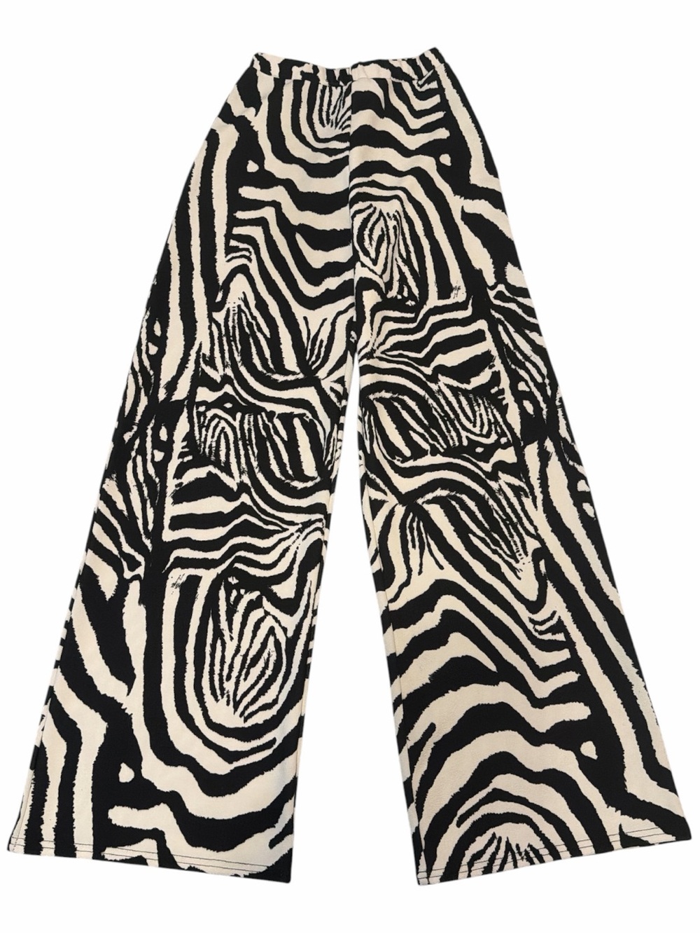PrettyLittleThing Black and Cream Wide Leg Zebra Print Pants